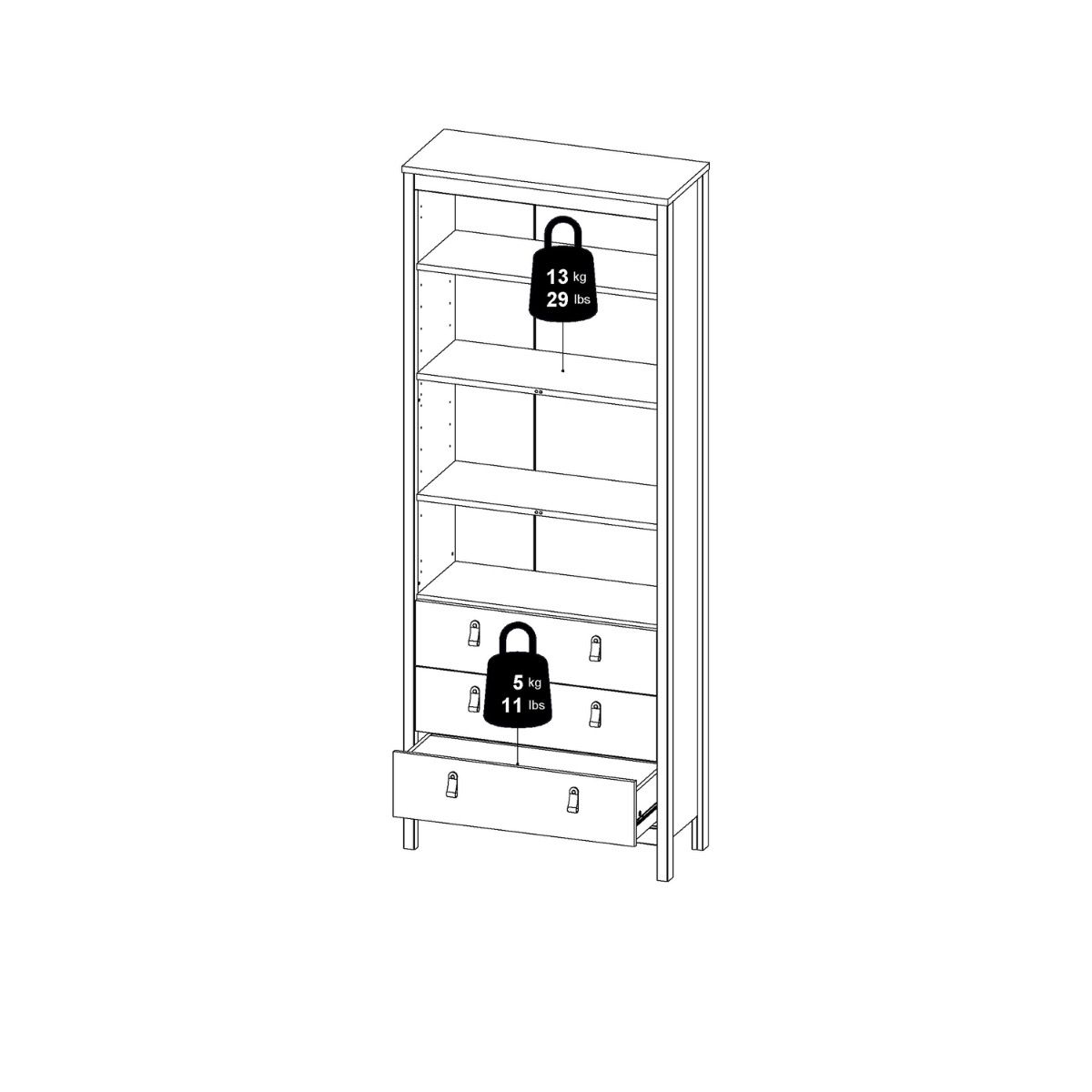 Madrid White Display Cabinet With 2 Glass Doors And 3 Drawers