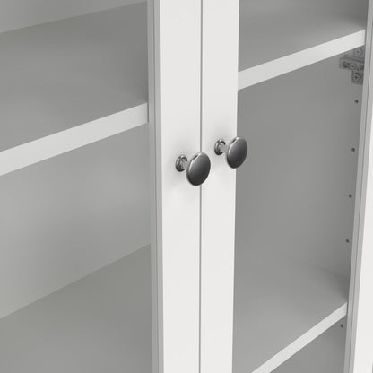Madrid White Display Cabinet With 2 Glass Doors And 3 Drawers