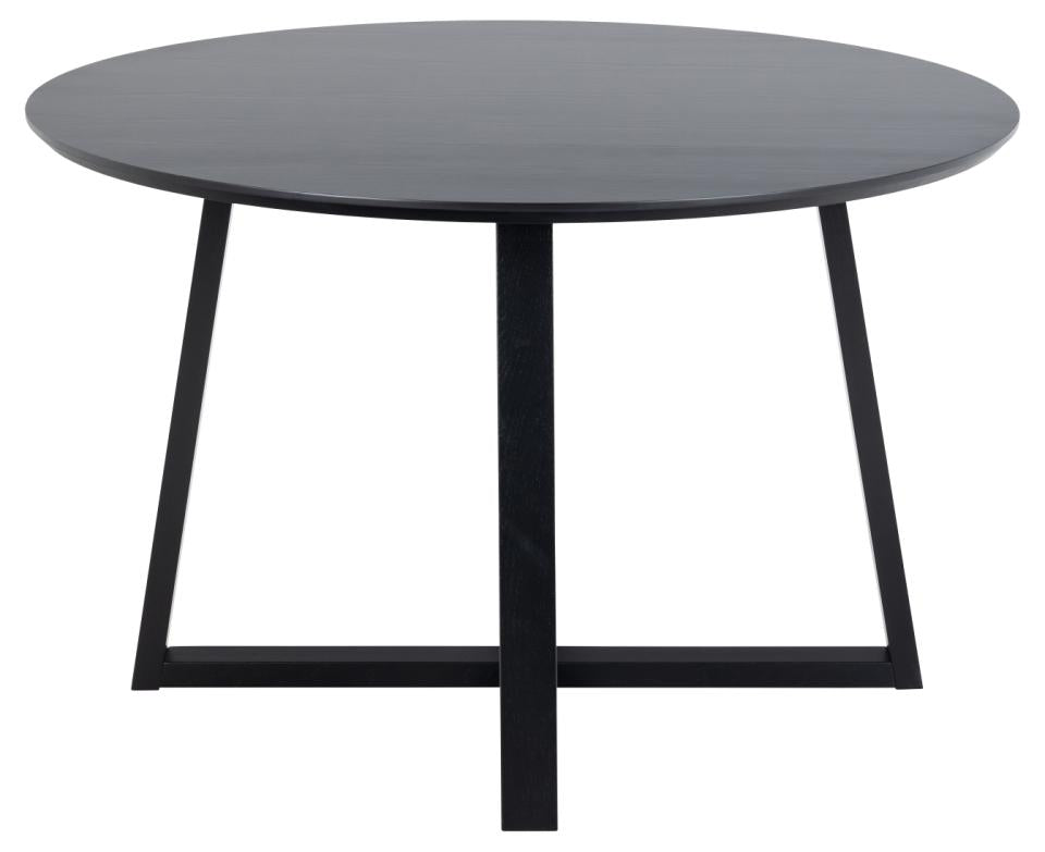 Round black table with a white background