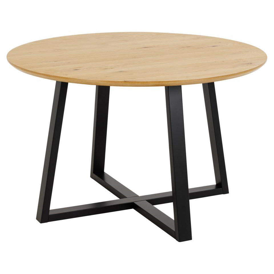 Malika Round Dining Table With A Black Wooden Base Spacious Top 120cm