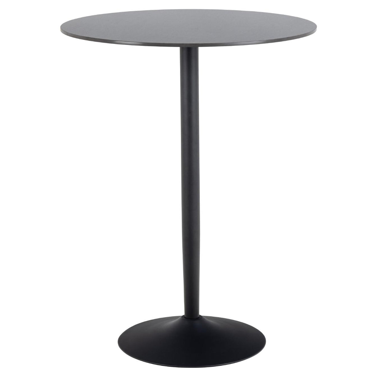 Malta Large Round Bar Table In Black Ceramic With Steel Base 80cm Diameter