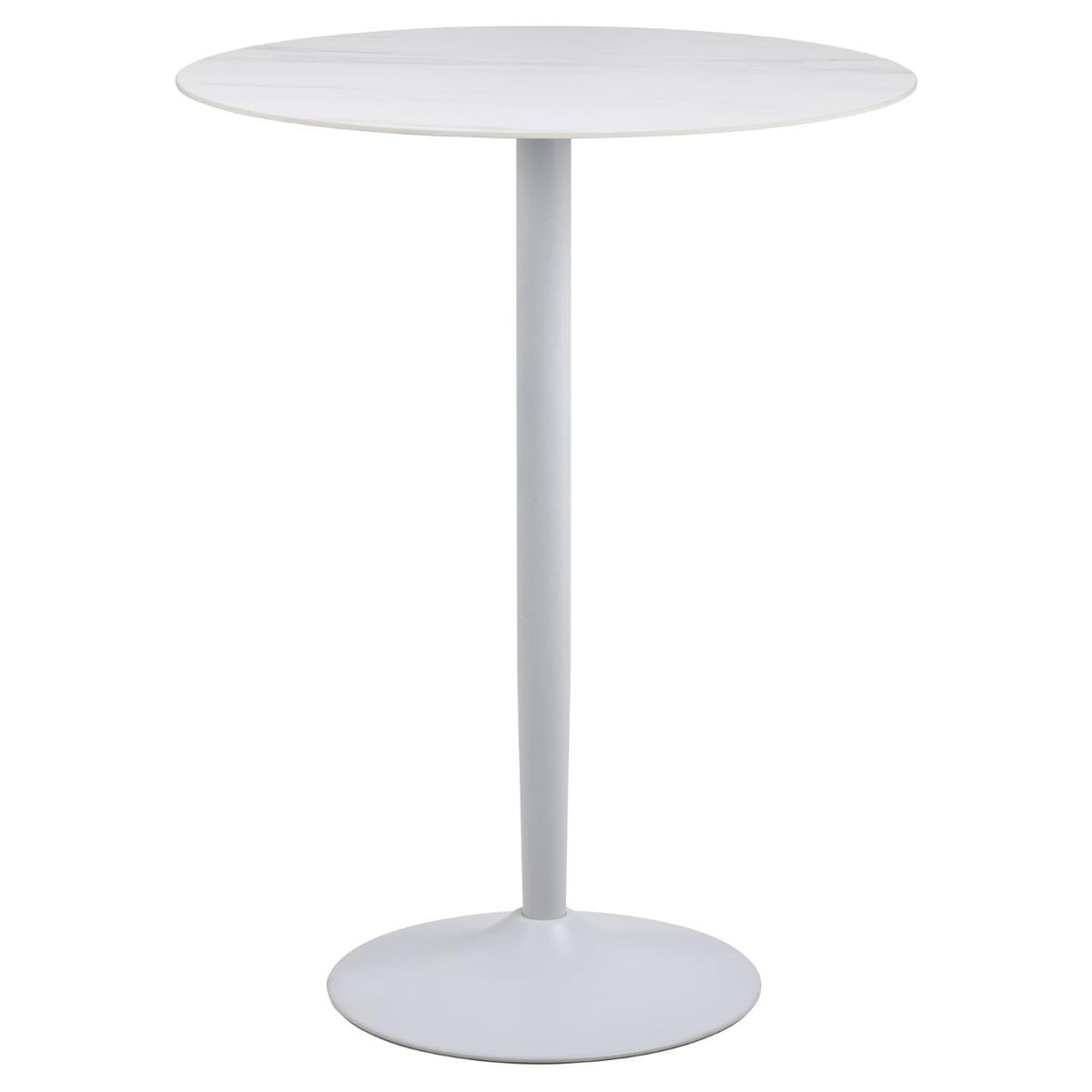 Malta Large Round Bar Table In White Ceramic With Steel Base 80cm Diameter
