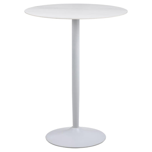 Malta Large Round Bar Table In White Ceramic With Steel Base 80cm Diameter