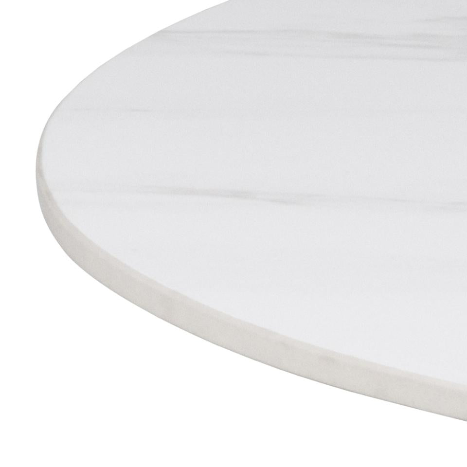 Malta Large Round Bar Table In White Ceramic With Steel Base 80cm Diameter
