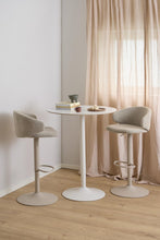 Load image into Gallery viewer, Malta Large Round Bar Table In White Ceramic With Steel Base 80cm Diameter
