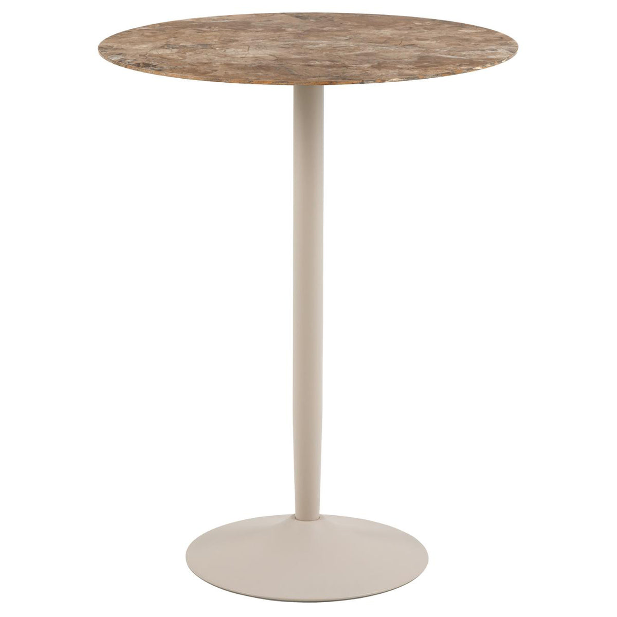 Malta Brown Ceramic Bar Table With Steel Base Large Spacious 80cm Diameter