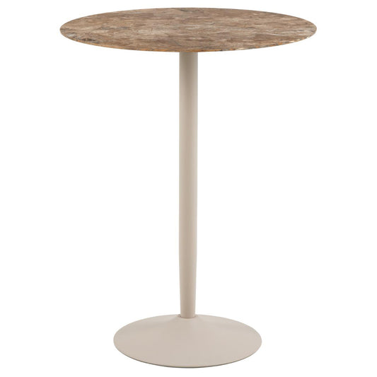 Malta Brown Ceramic Bar Table With Steel Base Large Spacious 80cm Diameter
