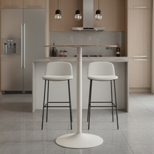 Load image into Gallery viewer, Malta Brown Ceramic Bar Table With Steel Base Large Spacious 80cm Diameter
