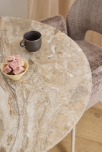 Load image into Gallery viewer, Malta Round Brown Ceramic Designer Dining Table Grey Metal Base
