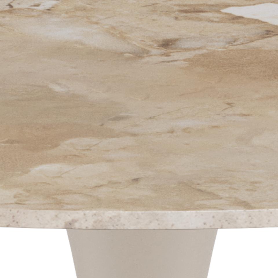 Malta Round Brown Ceramic Designer Dining Table Grey Metal Base
