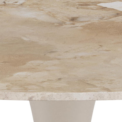Malta Round Brown Ceramic Designer Dining Table Grey Metal Base