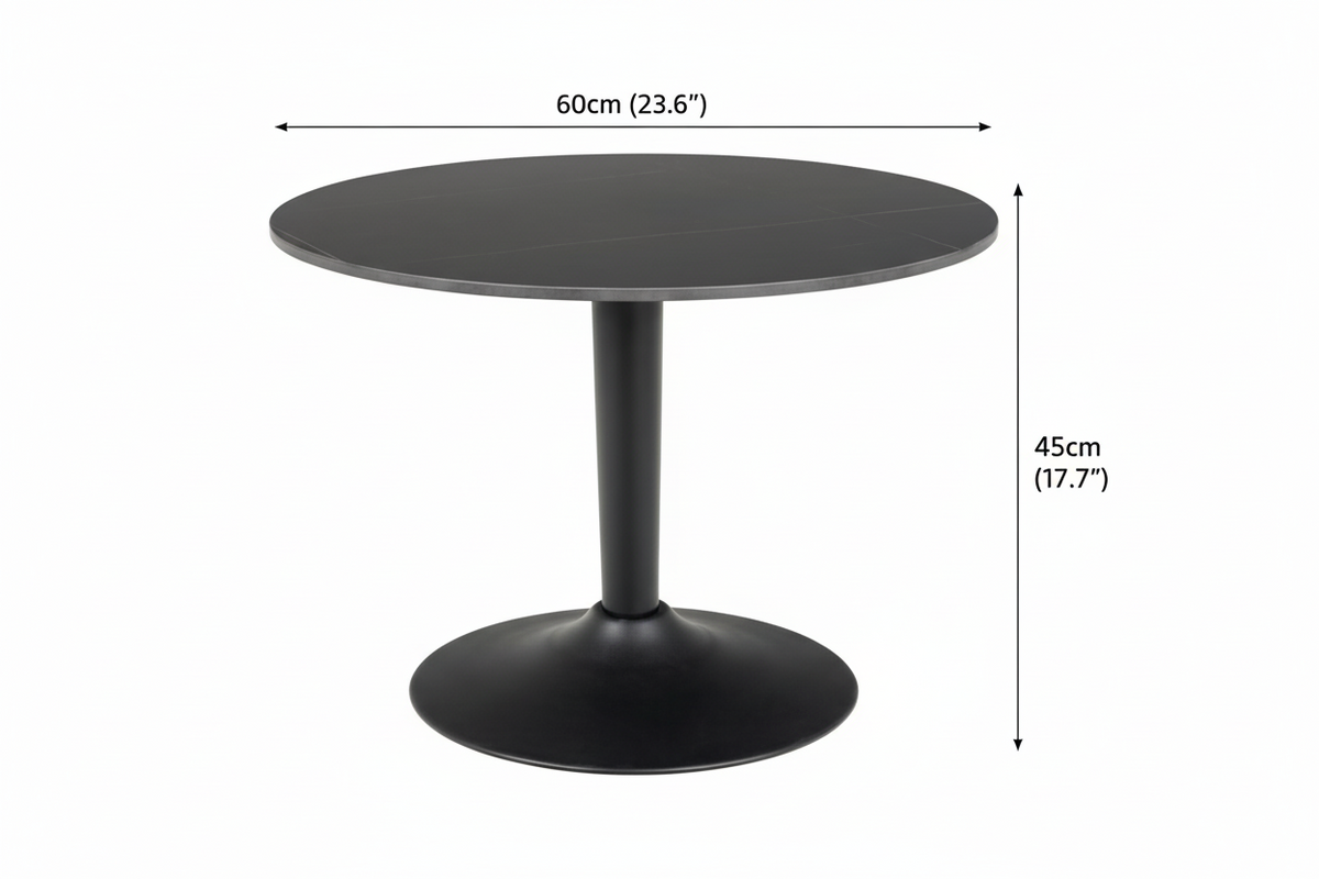 Malta Round Coffee Table With Black Ceramic Top 60cm