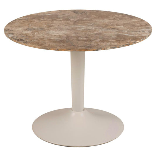 Malta Round Coffee Table With Brown Marble Effect Ceramic Top 60cm