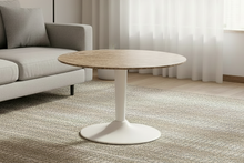 Load image into Gallery viewer, Malta Round Coffee Table With Brown Marble Effect Ceramic Top 60cm
