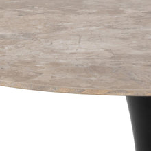 Load image into Gallery viewer, Malta Round Brown Ceramic Designer Dining Table Black Metal Base Marble Look 90x75cm
