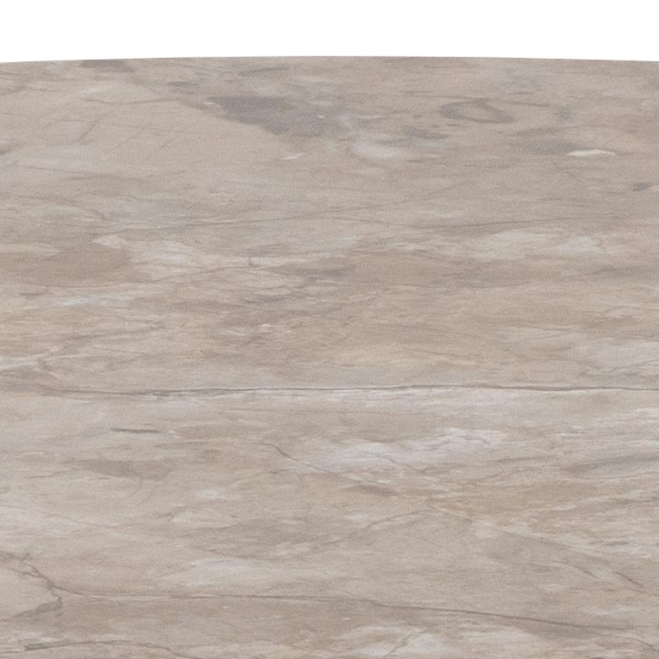 Malta Round Brown Ceramic Designer Dining Table Black Metal Base Marble Look 90x75cm
