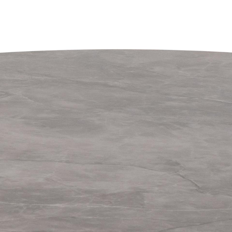 Malta Round Grey Ceramic Designer Dining Table Black Metal Base Marble Look 90x75cm