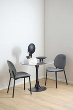 Load image into Gallery viewer, Malta Round Grey Ceramic Designer Dining Table Black Metal Base Marble Look 90x75cm
