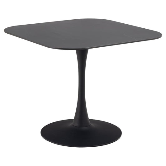 Malta Square Black Ceramic Designer Dining Table Curve Metal Base 90x90cm