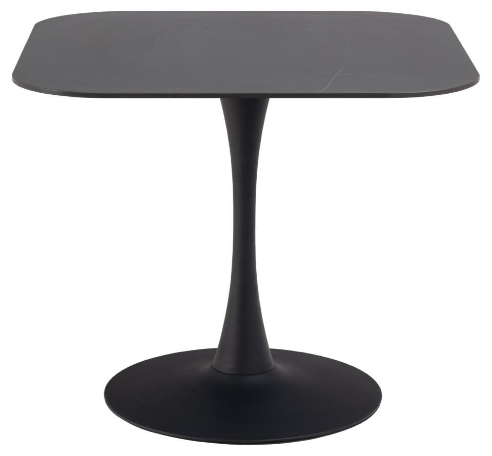 Malta Square Black Ceramic Designer Dining Table Curve Metal Base 90x90cm