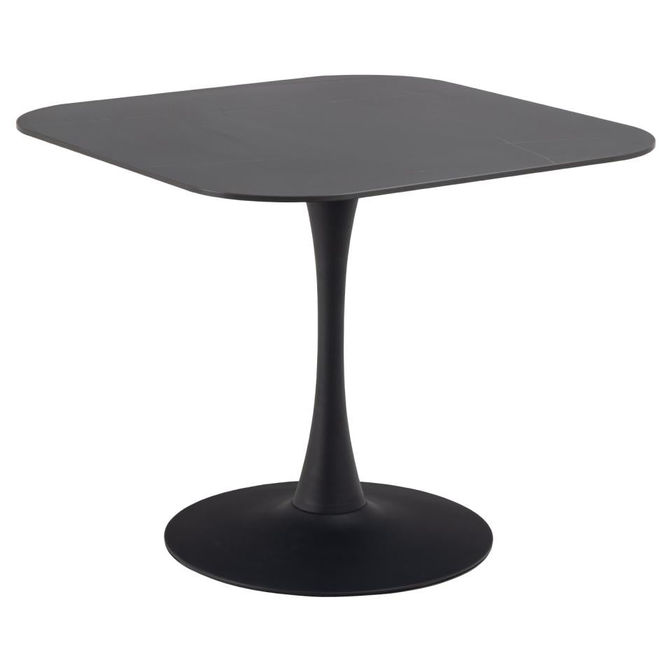 Malta Square Black Ceramic Designer Dining Table Curve Metal Base 90x90cm