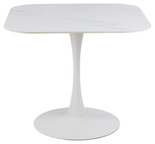 Load image into Gallery viewer, Malta Square White Ceramic Designer Dining Table Curve Metal Base 90x90cm
