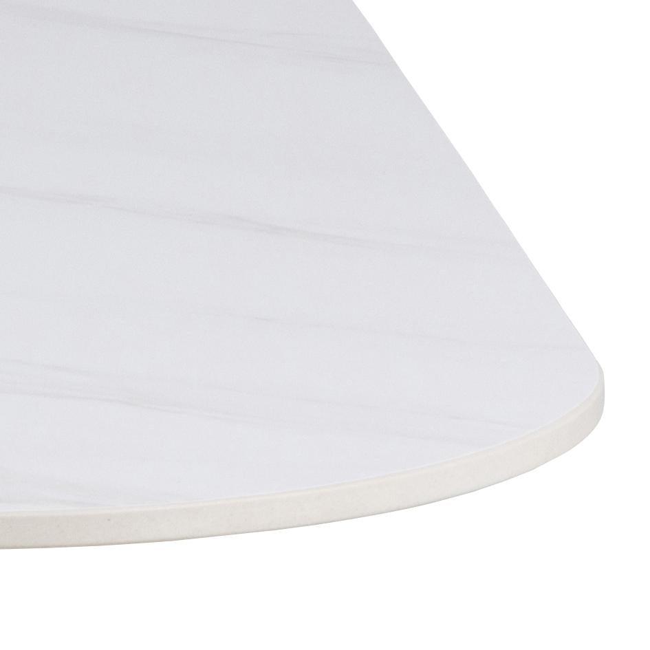 Malta Square White Ceramic Designer Dining Table Curve Metal Base 90x90cm