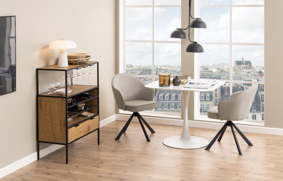 Malta Square White Ceramic Designer Dining Table Curve Metal Base 90x90cm