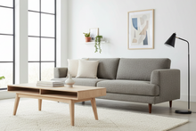 Load image into Gallery viewer, Marte Oak Coffee Table With Compartment Shelf White 130x70cm
