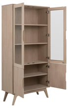 Load image into Gallery viewer, Marte Display Cabinet In White Oak With 2 Glass Doors And Shelves 192x94x40cm
