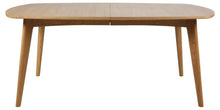 Load image into Gallery viewer, Wooden dining table with a light finish on a white background
