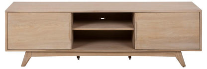 Marte Supreme Long 71 Inch TV Media Unit In White Oak With Sliding doors 180x44x55cm
