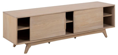 Marte Supreme Long 71 Inch TV Media Unit In White Oak With Sliding doors 180x44x55cm