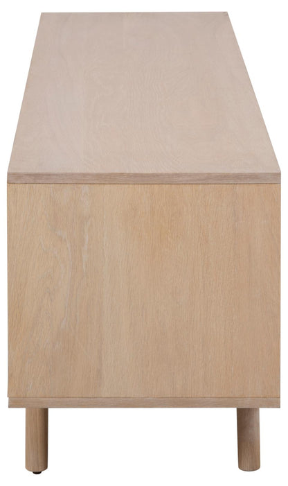 Marte Supreme Long 71 Inch TV Media Unit In White Oak With Sliding doors 180x44x55cm