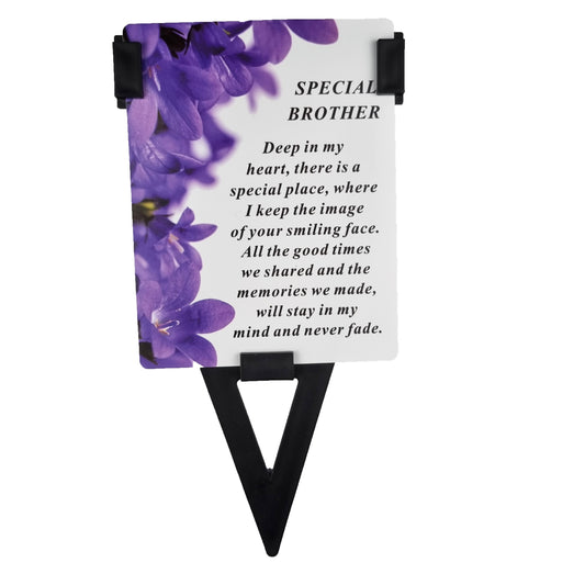 Brother Laminated Memorial Funeral Grave Card With Special Message