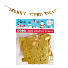 Load image into Gallery viewer, Merry Christmas Glitter Card Banner Xmas Decoration Silver Red Or Gold
