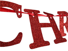 Load image into Gallery viewer, Merry Christmas Glitter Card Banner Xmas Decoration Silver Red Or Gold
