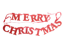 Load image into Gallery viewer, Merry Christmas Glitter Card Banner Xmas Decoration Silver Red Or Gold
