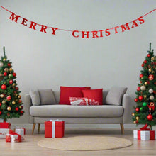 Load image into Gallery viewer, Merry Christmas Glitter Card Banner Xmas Decoration Silver Red Or Gold
