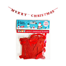 Load image into Gallery viewer, Merry Christmas Glitter Card Banner Xmas Decoration Silver Red Or Gold
