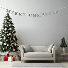 Load image into Gallery viewer, Merry Christmas Glitter Card Banner Xmas Decoration Silver Red Or Gold
