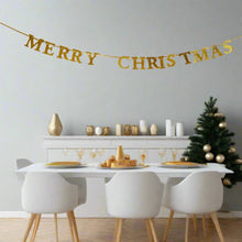 Load image into Gallery viewer, Merry Christmas Glitter Card Banner Xmas Decoration Silver Red Or Gold

