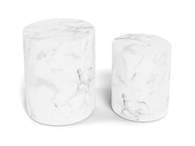 Load image into Gallery viewer, Mice Coffee Side Table Set In White Marble Versatile Space Saving 2pcs 33x48x40
