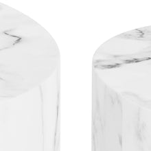 Load image into Gallery viewer, Mice Coffee Side Table Set In White Marble Versatile Space Saving 2pcs 33x48x40
