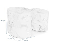 Load image into Gallery viewer, Mice Coffee Side Table Set In White Marble Versatile Space Saving 2pcs 33x48x40
