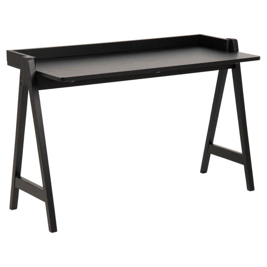 Miso Modern Office Desk In Black Oak With Wooden Legs Spacious 127cm