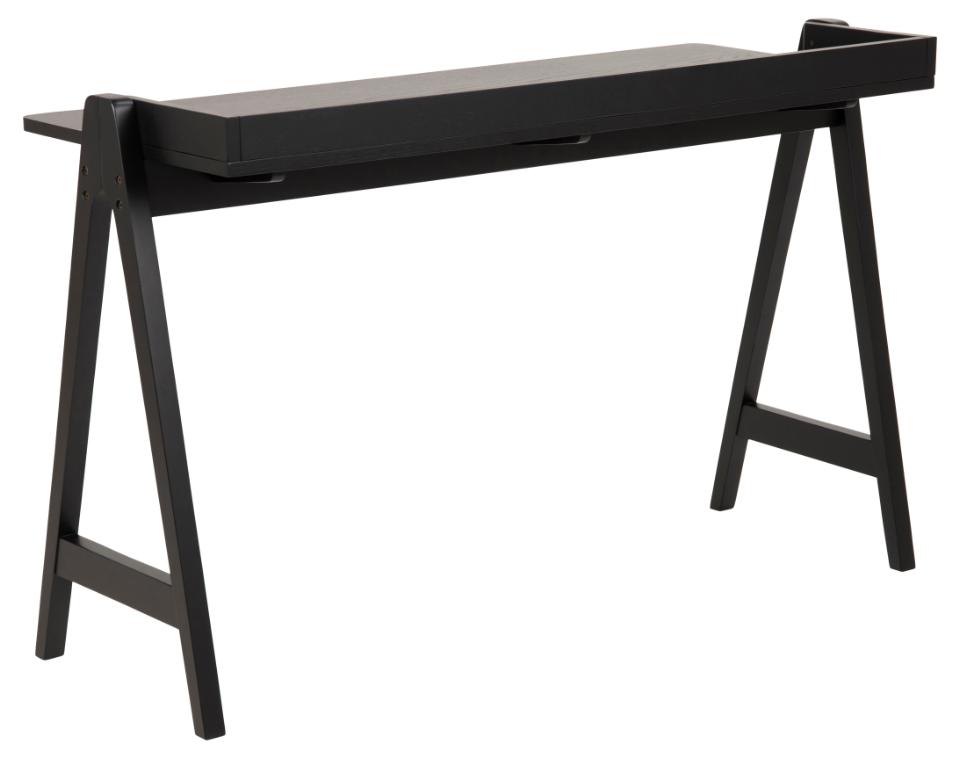 Miso Modern Office Desk In Black Oak With Wooden Legs Spacious 127cm