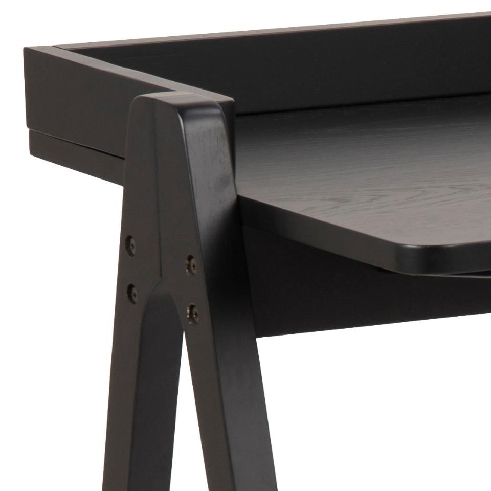 Miso Modern Office Desk In Black Oak With Wooden Legs Spacious 127cm