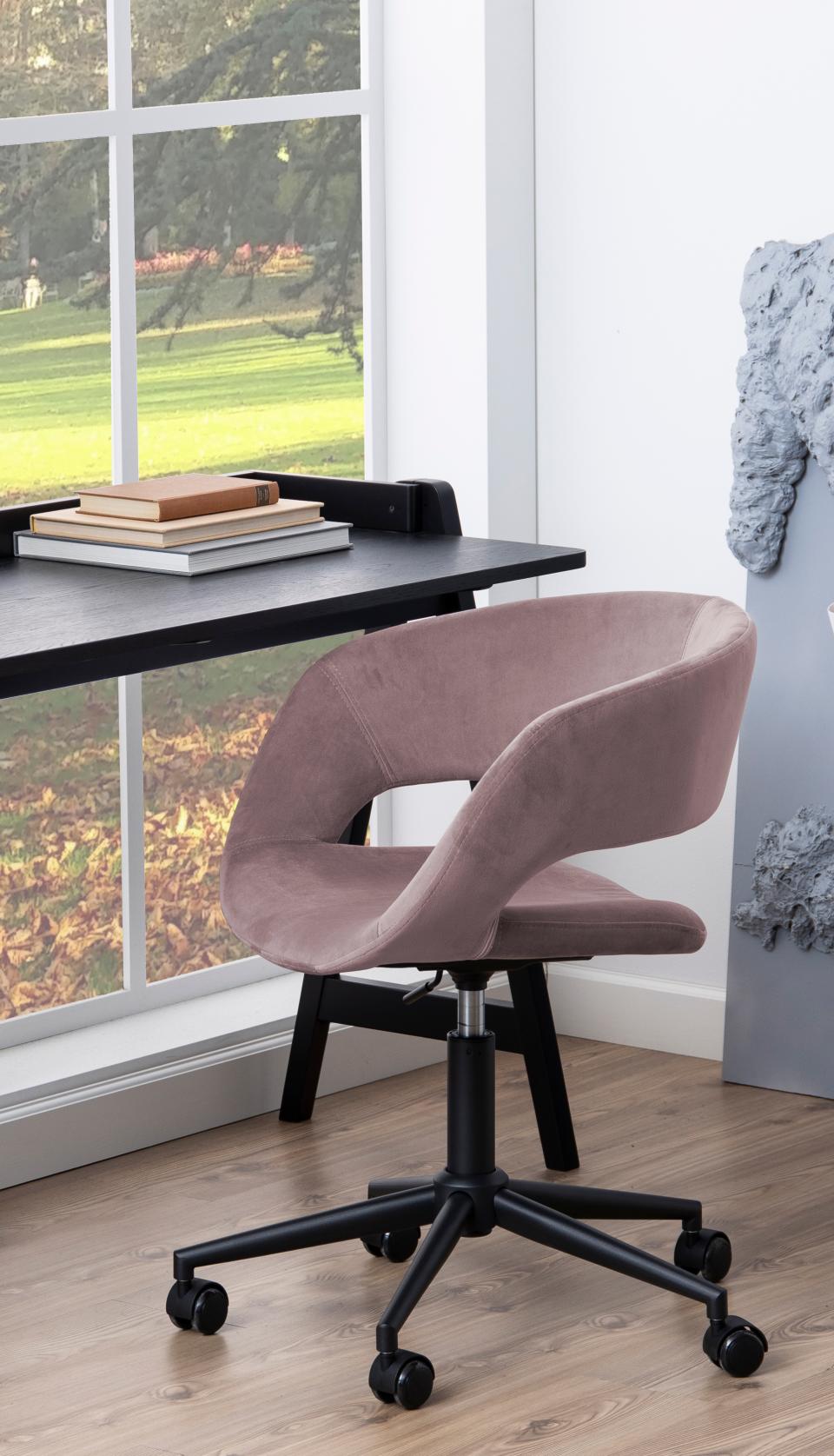 Miso Modern Office Desk In Black Oak With Wooden Legs Spacious 127cm