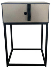 Load image into Gallery viewer, Small cabinet with a beige door and black frame on a white background

